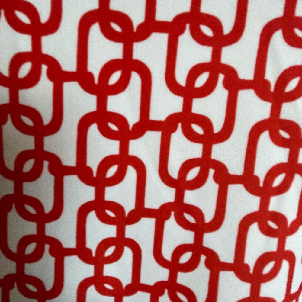 Jude Connally Dress S Red White Chain Link Sleeveless Pockets Coastal Resort - Picture 6 of 9